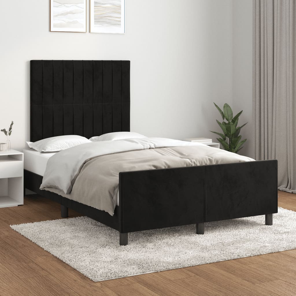 vidaXL Estrutura de cama c/ cabeceira 120x200 cm veludo preto