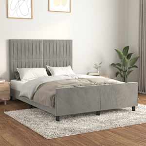 Rám postele bez matrace světle šedý 140 x 190 cm samet - obrázek 1