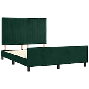Rám postele bez matrace tmavě zelená 140 x 190 cm samet - obrázek 4