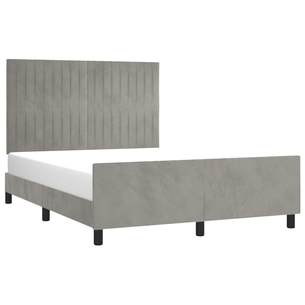 vidaXL Bedframe zonder matras 140x200 cm fluweel lichtgrijs afbeelding