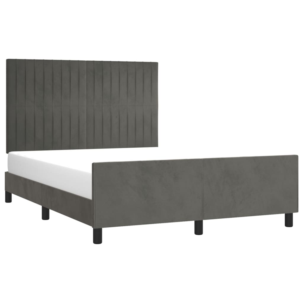 vidaXL Posteľ bez matraca tmavosivá 140x200 cm zamat
