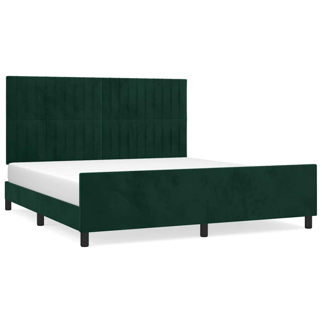 VidaXL Bedframe Zonder Matras 160x200 Cm Fluweel Donkergroen