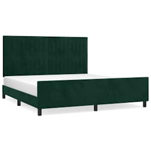 Rám postele bez matrace tmavě zelená 160 x 200 cm samet - obrázek 2
