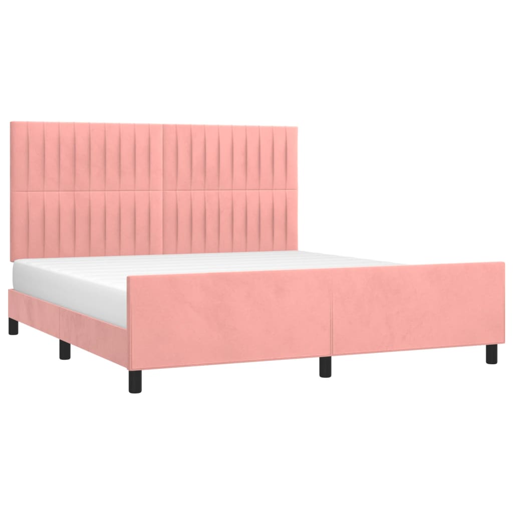 vidaXL Bedframe met hoofdeinde fluweel roze 160x200 cm afbeelding
