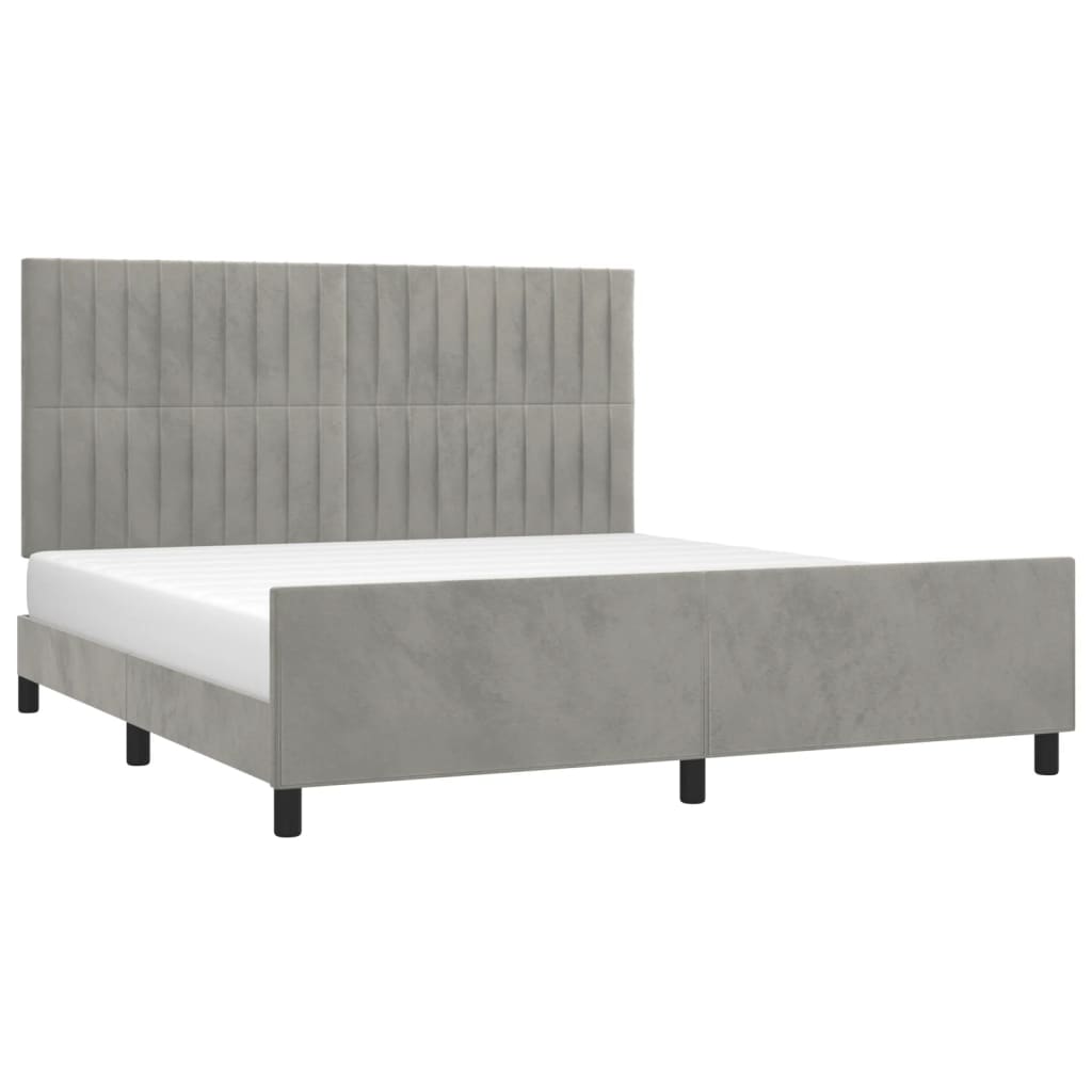 vidaXL Bedframe met hoofdeinde fluweel lichtgrijs 180x200 cm afbeelding