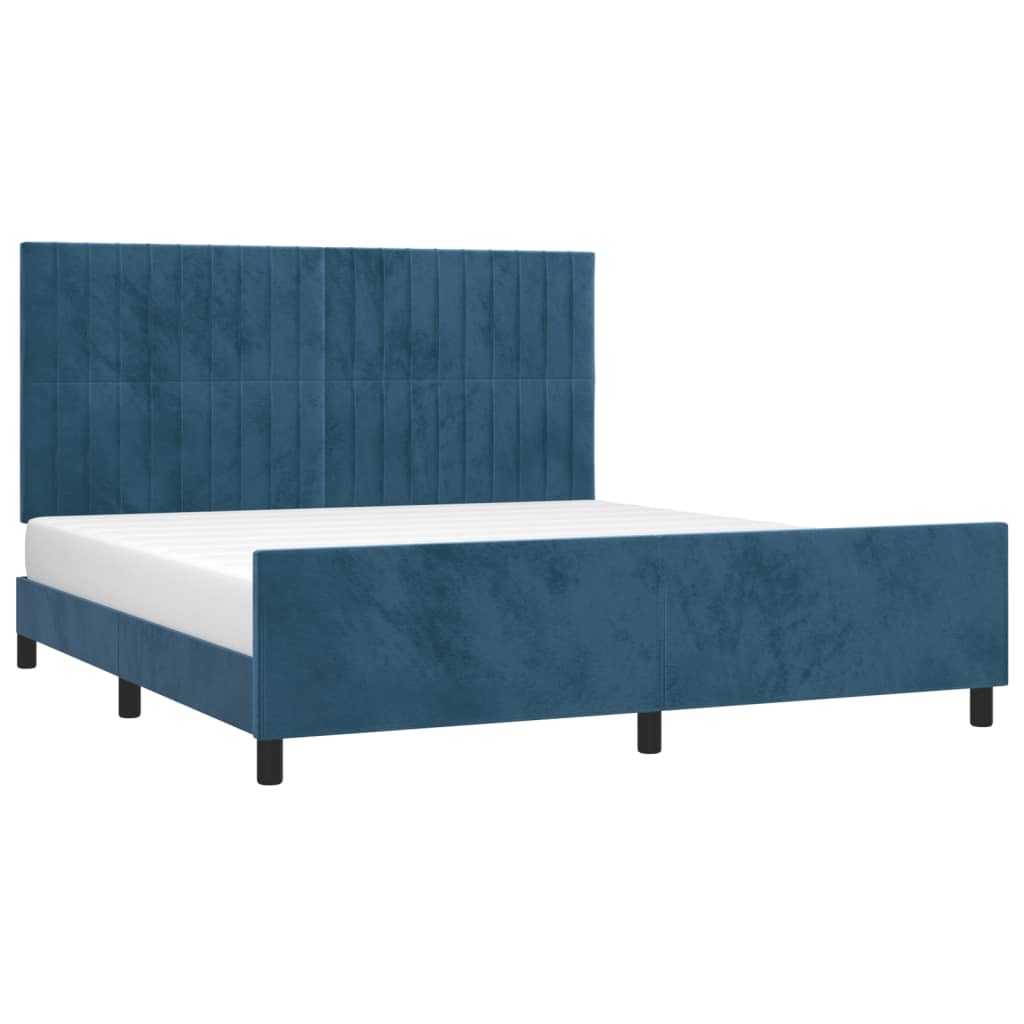 vidaXL Bedframe met hoofdeinde fluweel donkerblauw 180x200 cm afbeelding
