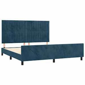 Rám postele s čelem tmavě modrý 180x200 cm samet - obrázek 4