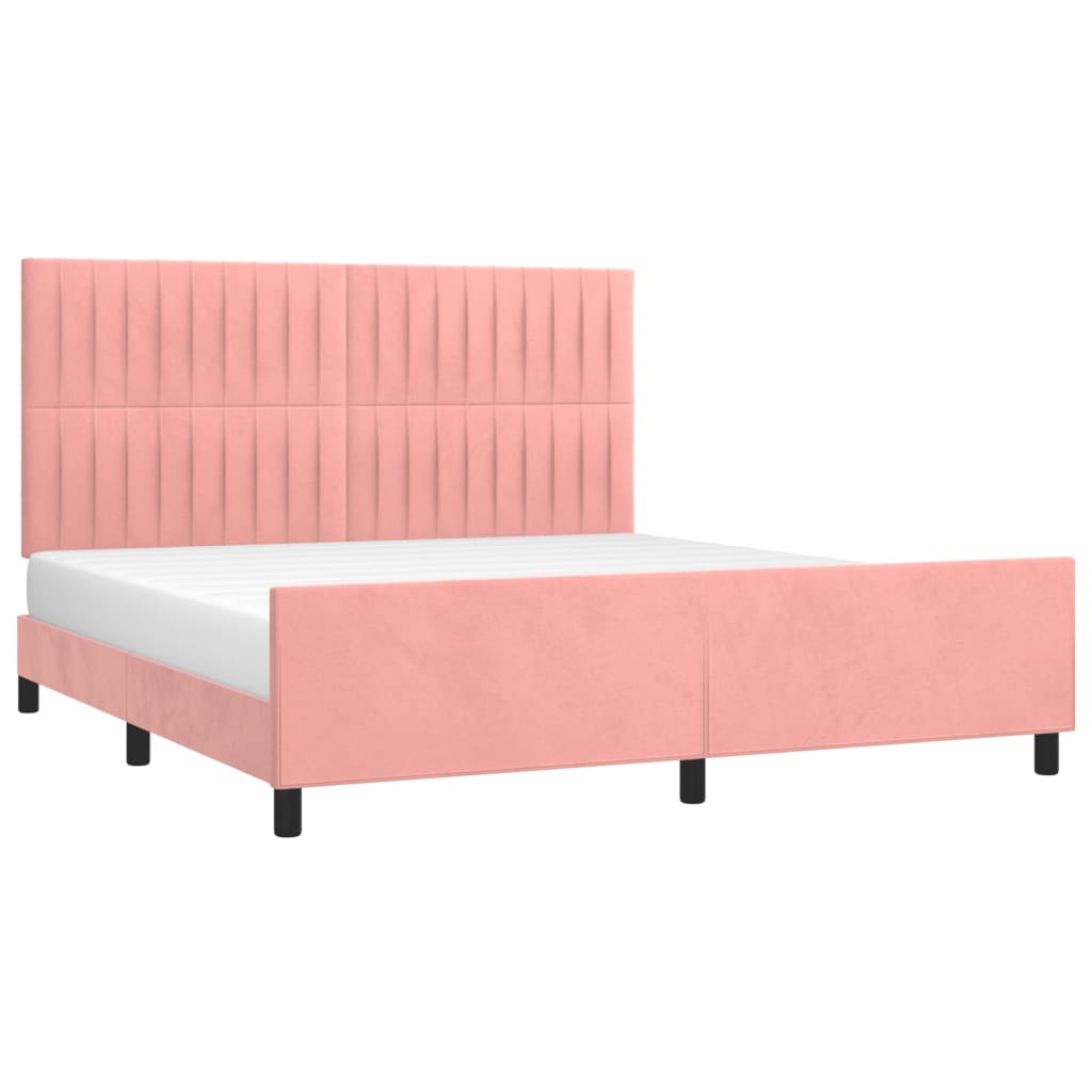 vidaXL Bedframe met hoofdeinde fluweel roze 180x200 cm afbeelding