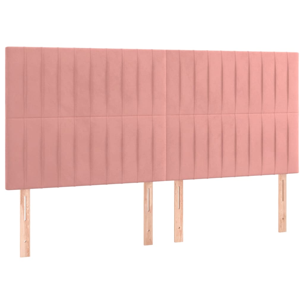 Rózsaszín bársony ágykeret fejtámlával 180 x 200 cm 