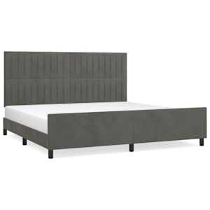 Rám postele bez matrace tmavě šedý 200 x 200 cm samet - obrázek 2