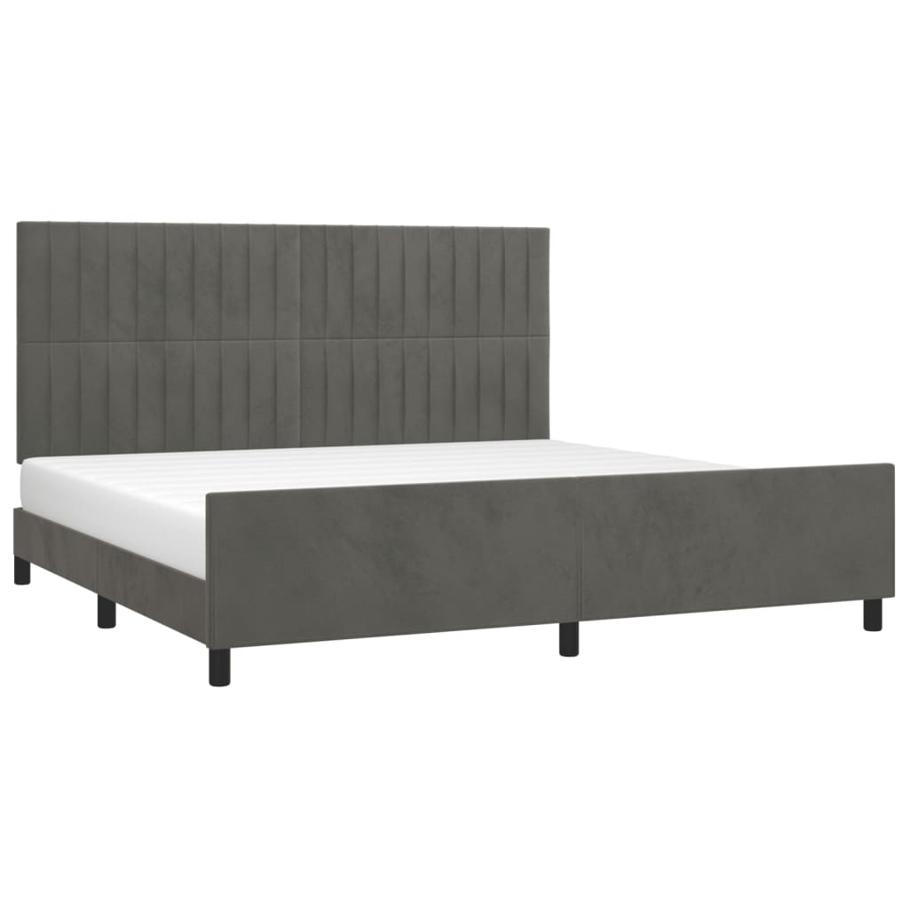 vidaXL Bedframe zonder matras 200x200 cm fluweel donkergrijs afbeelding