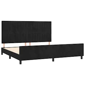 Rám postele bez matrace černý 200 x 200 cm samet - obrázek 4