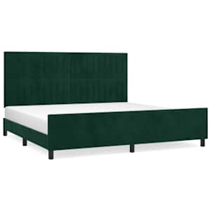 Rám postele bez matrace tmavě zelená 200 x 200 cm samet - obrázek 2