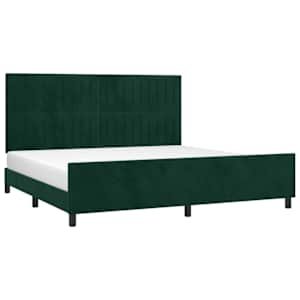 Rám postele bez matrace tmavě zelená 200 x 200 cm samet - obrázek 3