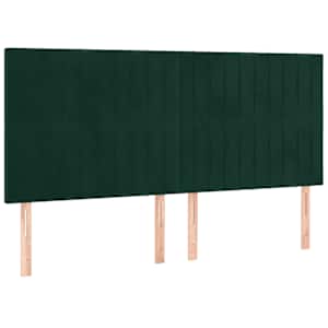 Rám postele bez matrace tmavě zelená 200 x 200 cm samet - obrázek 7