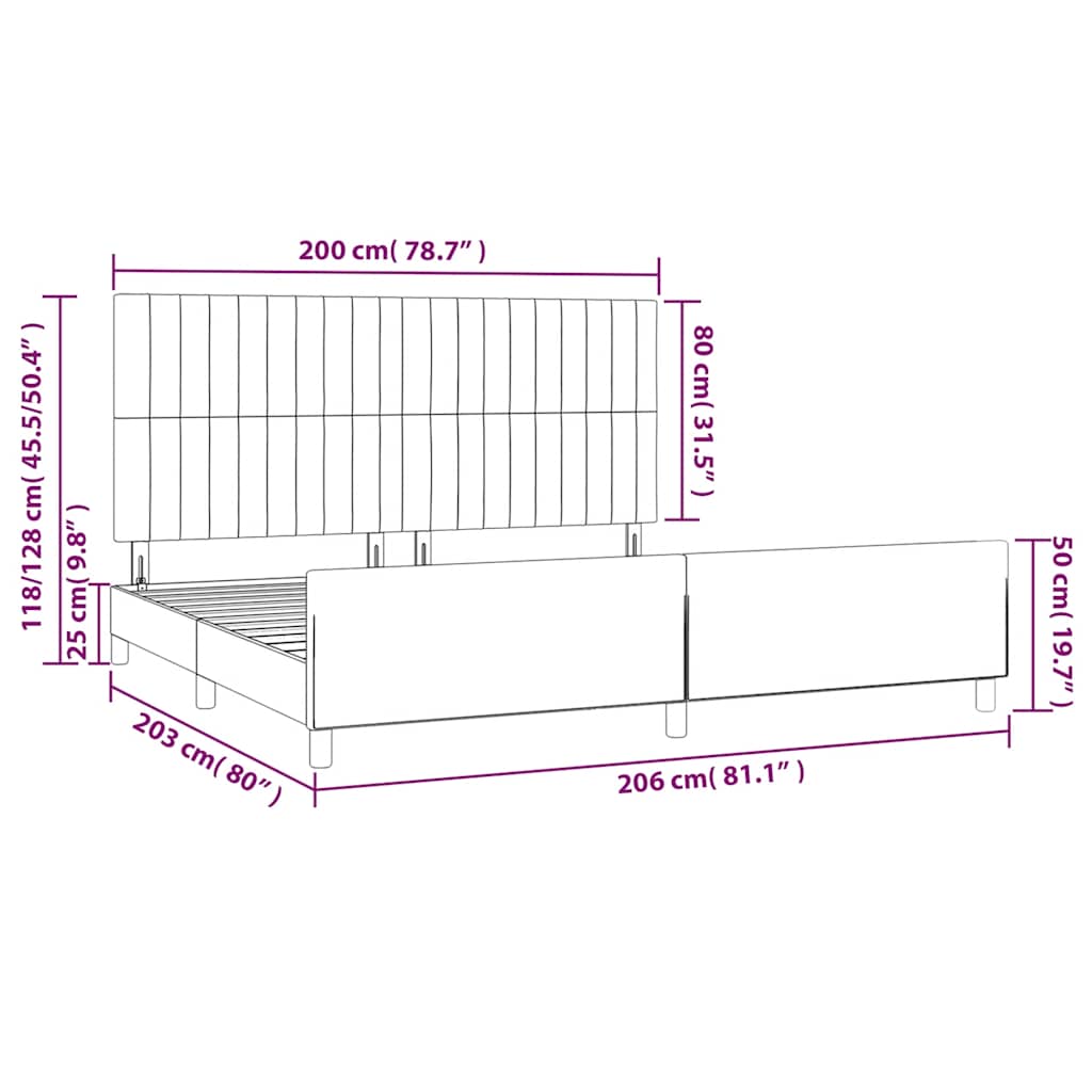 Rám postele bez matrace tmavě modrý 200x200 cm samet - obrázek 14