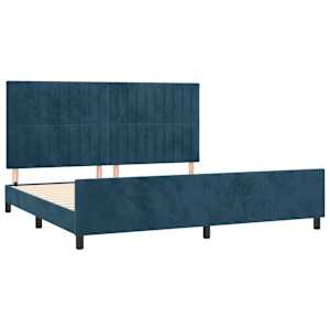Rám postele bez matrace tmavě modrý 200x200 cm samet - obrázek 4