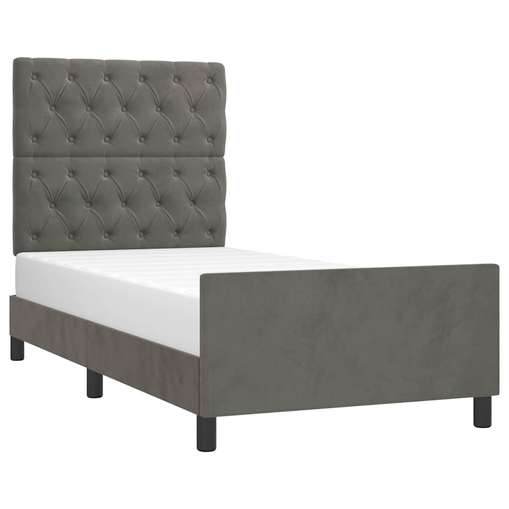 vidaXL Bedframe zonder matras 80x200 cm fluweel donkergrijs grijs, foto 2