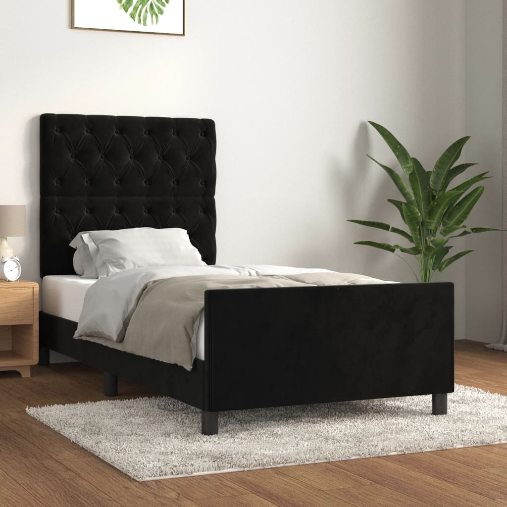 vidaXL Cadru de pat cu tăblie, negru, 80×200 cm, catifea