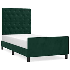 Rám postele bez matrace tmavě zelená 80 x 200 cm samet - obrázek 2