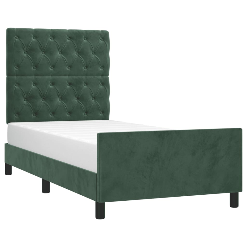 vidaXL Bedframe zonder matras 80x200 cm fluweel donkergroen afbeelding