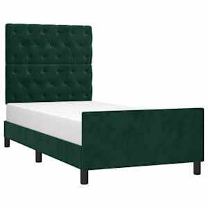Rám postele bez matrace tmavě zelená 80 x 200 cm samet - obrázek 3