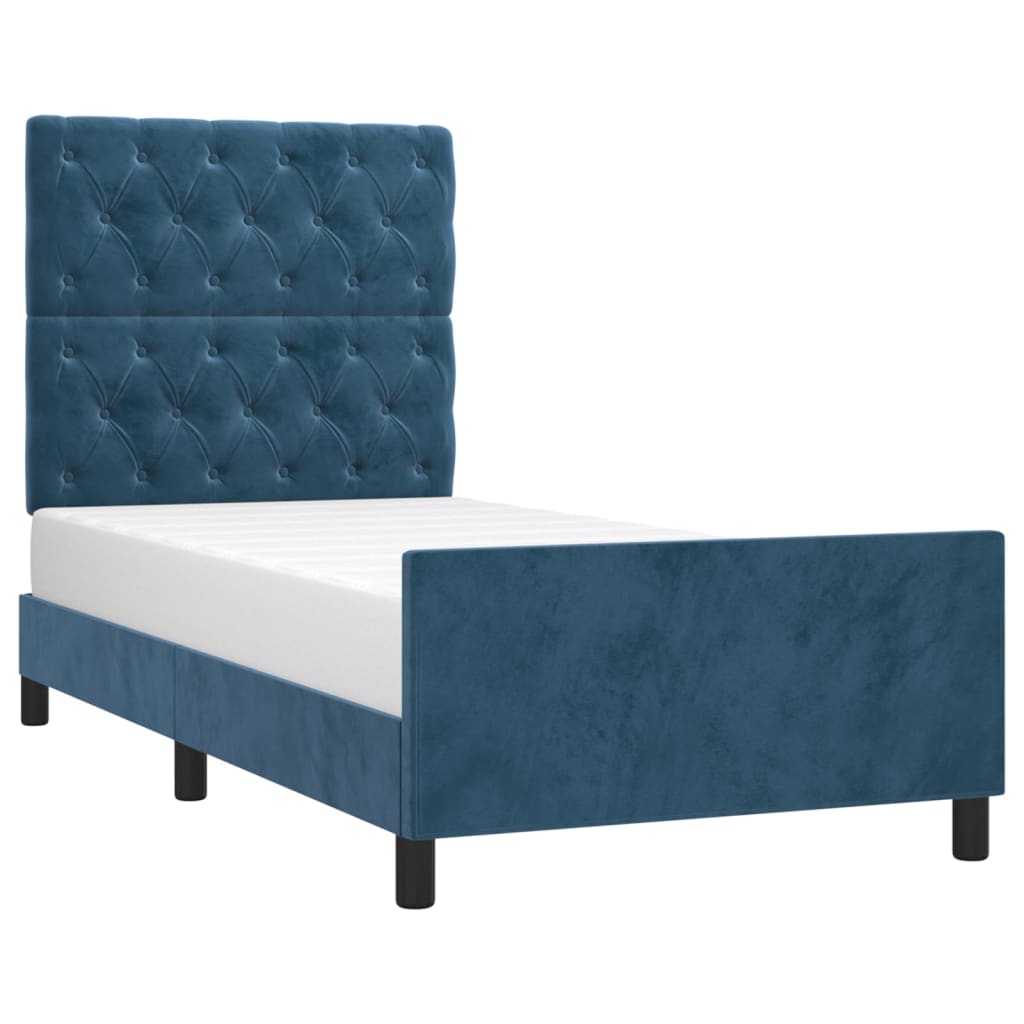 vidaXL Bedframe zonder matras 80x200 cm fluweel donkerblauw afbeelding