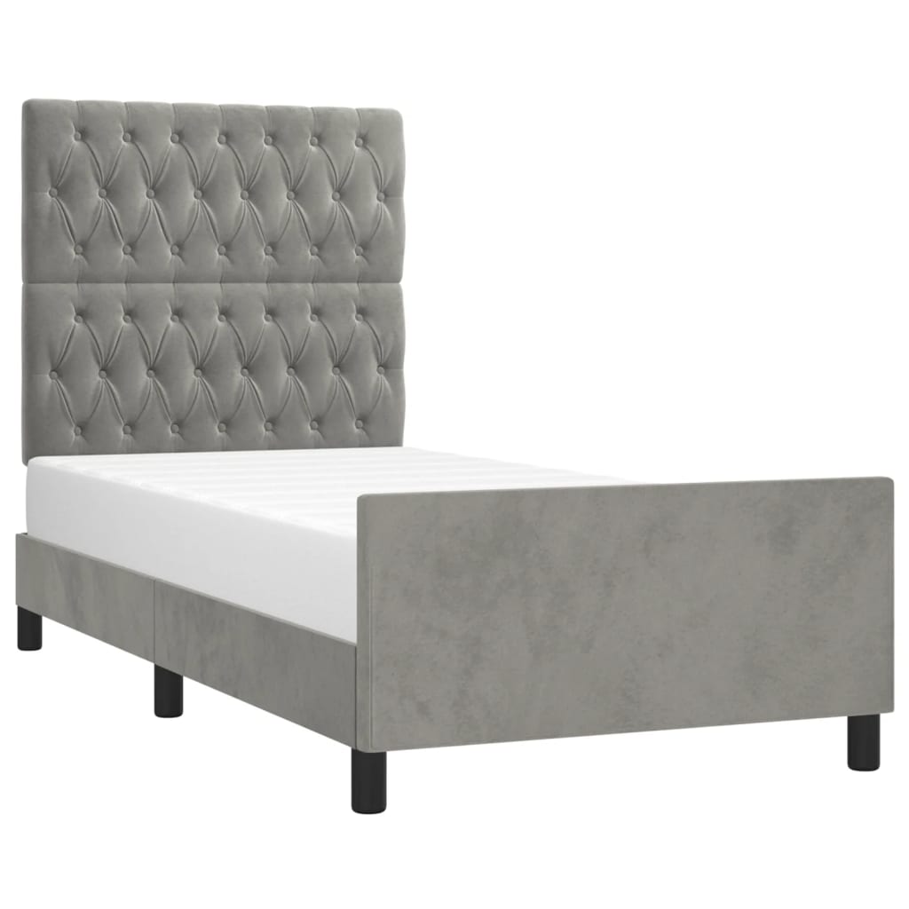 vidaXL Bedframe zonder matras 90x190 cm fluweel lichtgrijs afbeelding