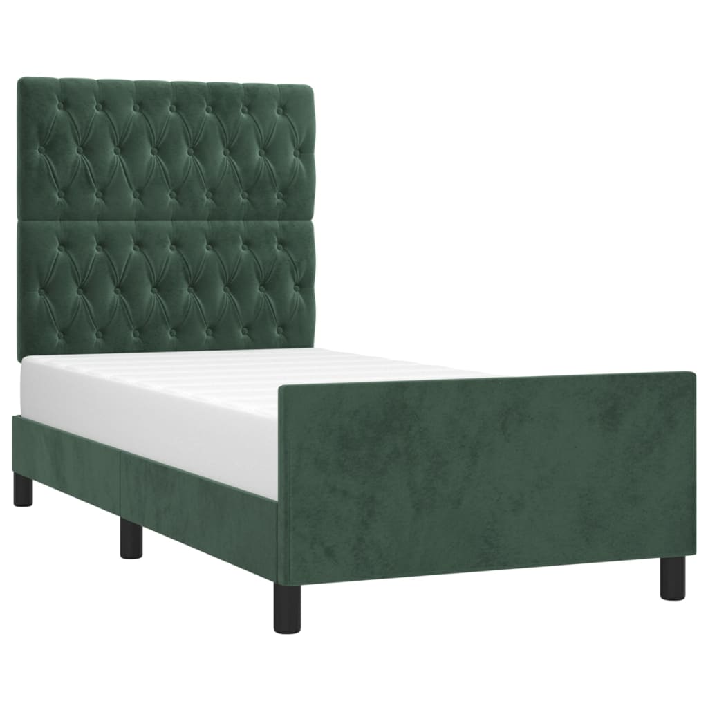 vidaXL Bedframe zonder matras 90x190 cm fluweel donkergroen afbeelding