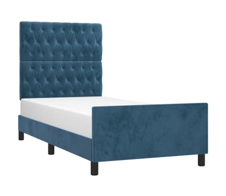 vidaXL Cadre de lit avec tête de lit Bleu foncé 90x190 cm Velours
