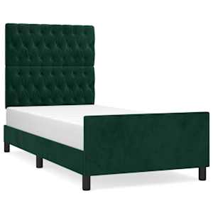 Rám postele bez matrace tmavě zelená 90 x 200 cm samet - obrázek 2