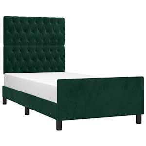 Rám postele bez matrace tmavě zelená 90 x 200 cm samet - obrázek 3