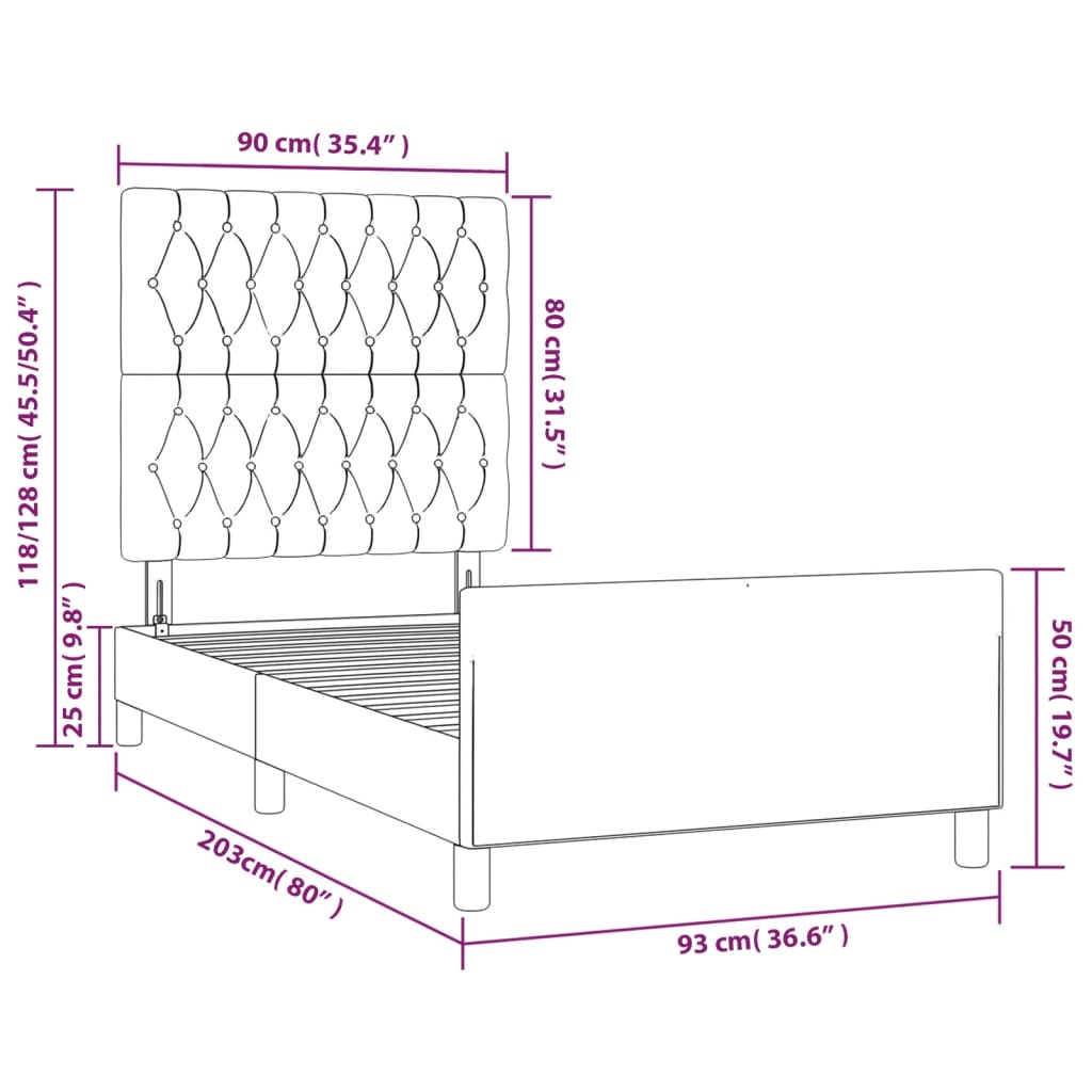 Rám postele s čelem růžový 90x200 cm samet - obrázek 14