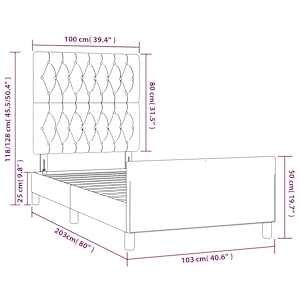Rám postele bez matrace černý 100 x 200 cm samet - obrázek 14