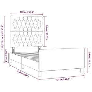 Rám postele bez matrace tmavě zelená 100 x 200 cm samet - obrázek 12
