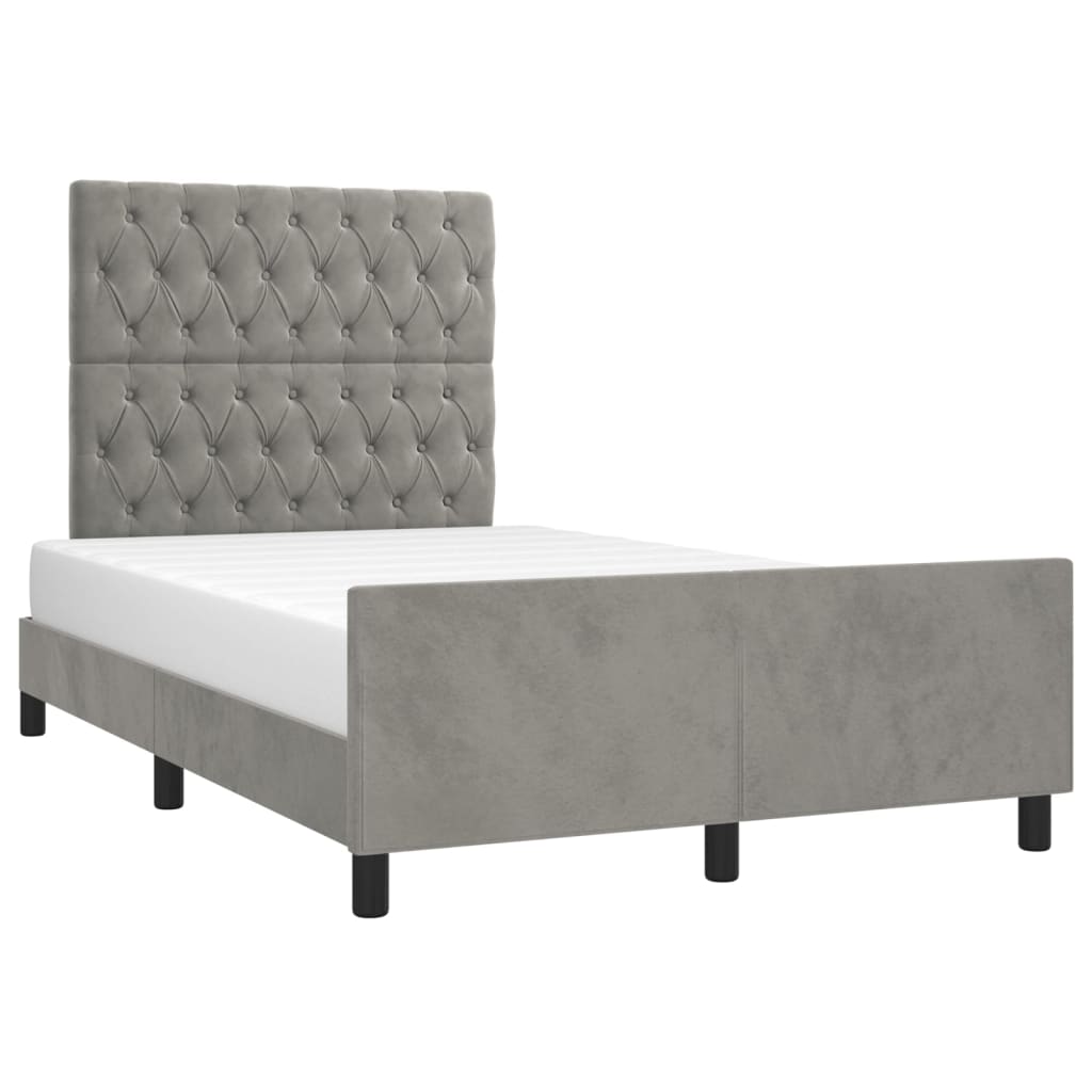 vidaXL Bedframe zonder matras 120x200 cm fluweel lichtgrijs afbeelding