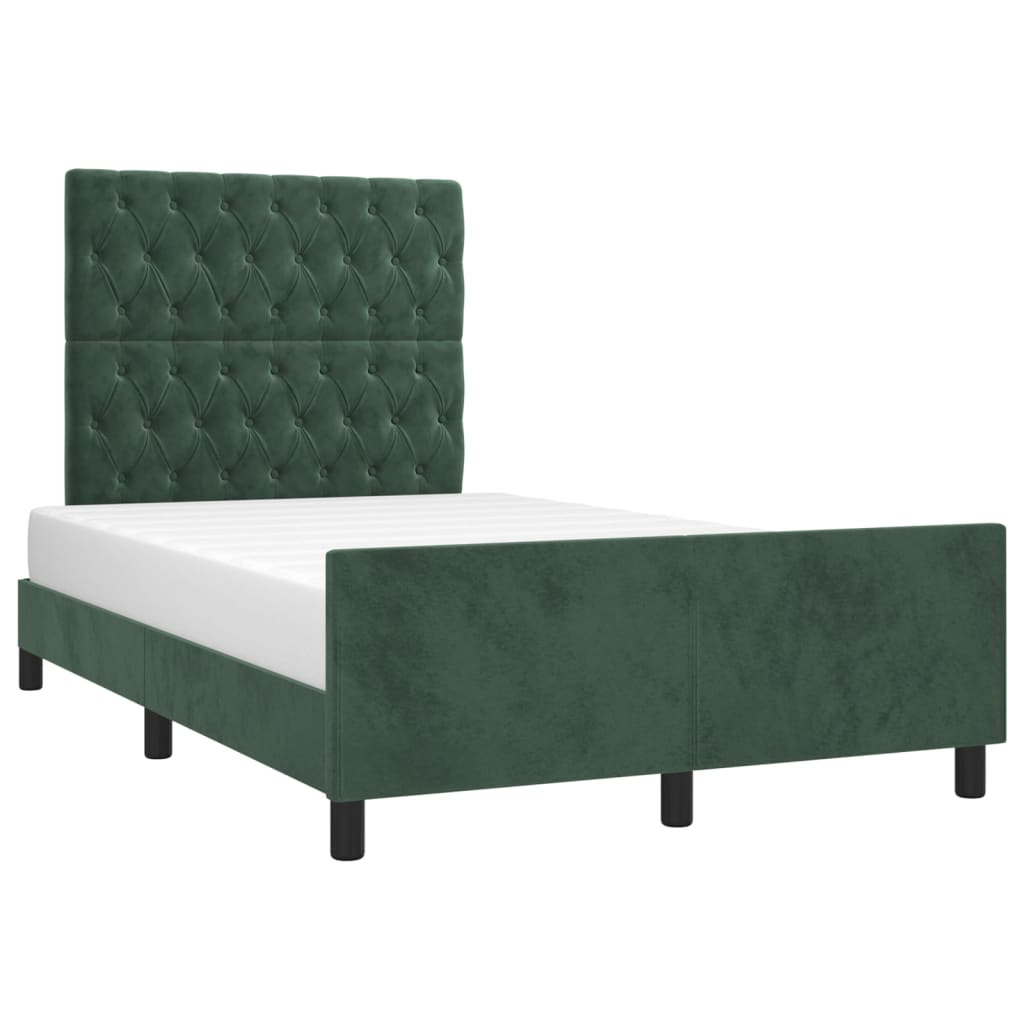 vidaXL Bedframe zonder matras 120x200 cm fluweel donkergroen afbeelding
