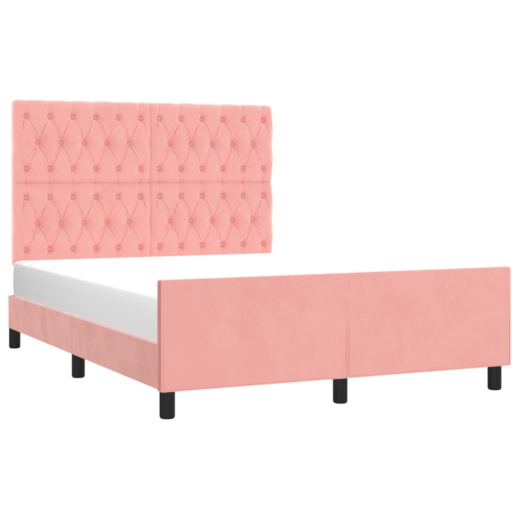 vidaXL Bedframe met hoofdeinde fluweel roze 140x190 cm afbeelding