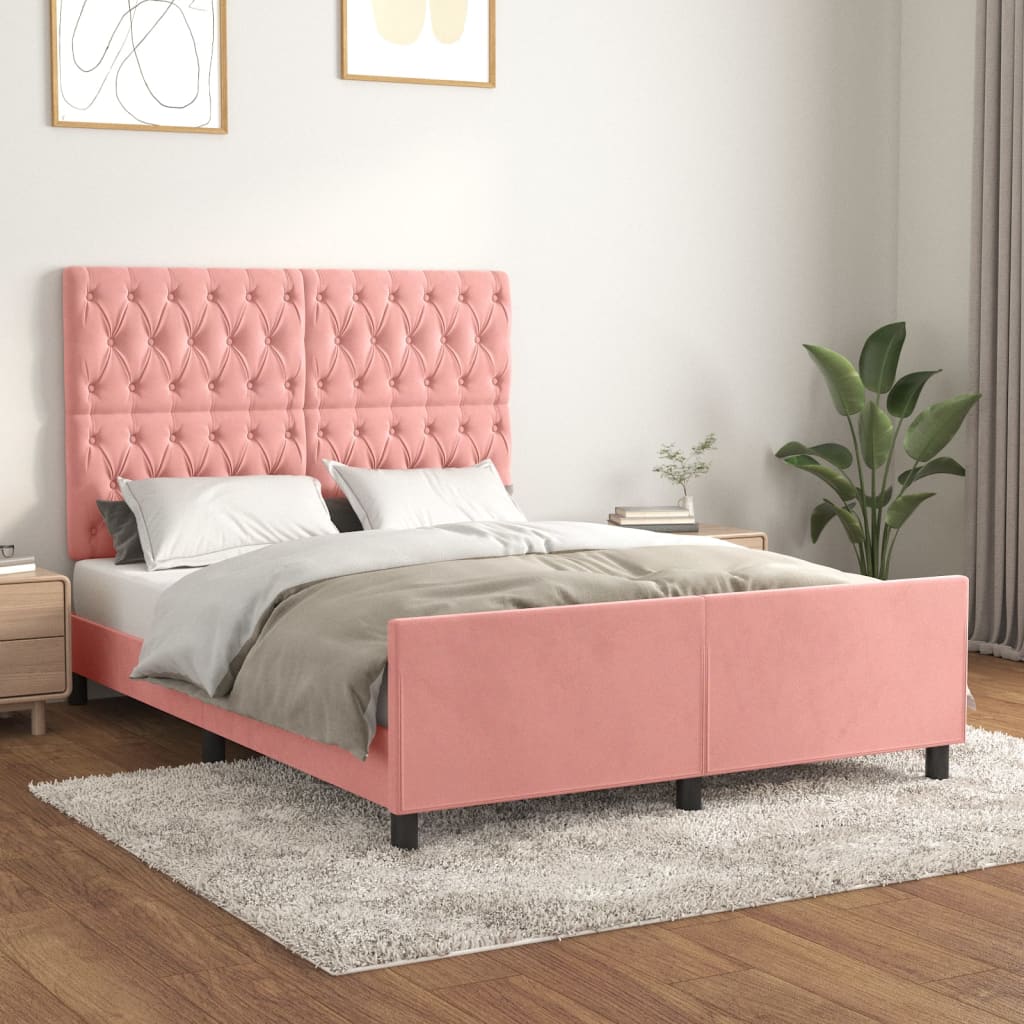 Rám postele s čelem růžový 140x190 cm samet