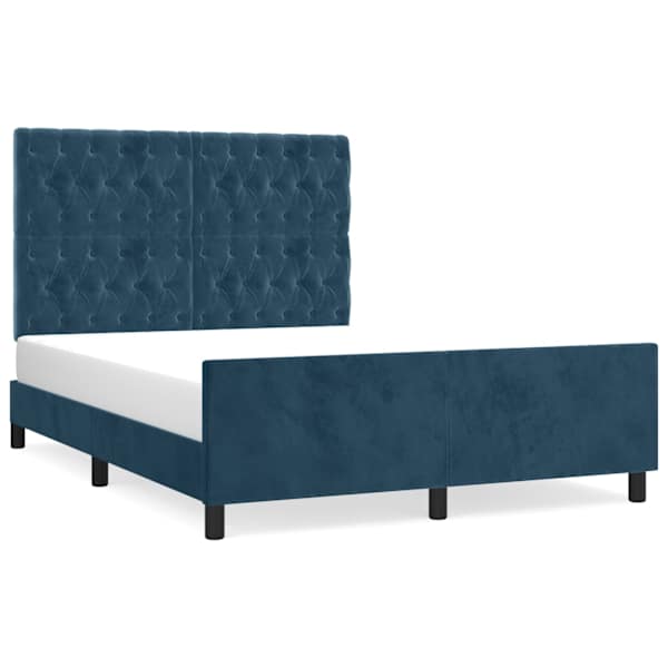 vidaXL Voodiraam ilma Madratsita Tumesinine 140x200 cm samet