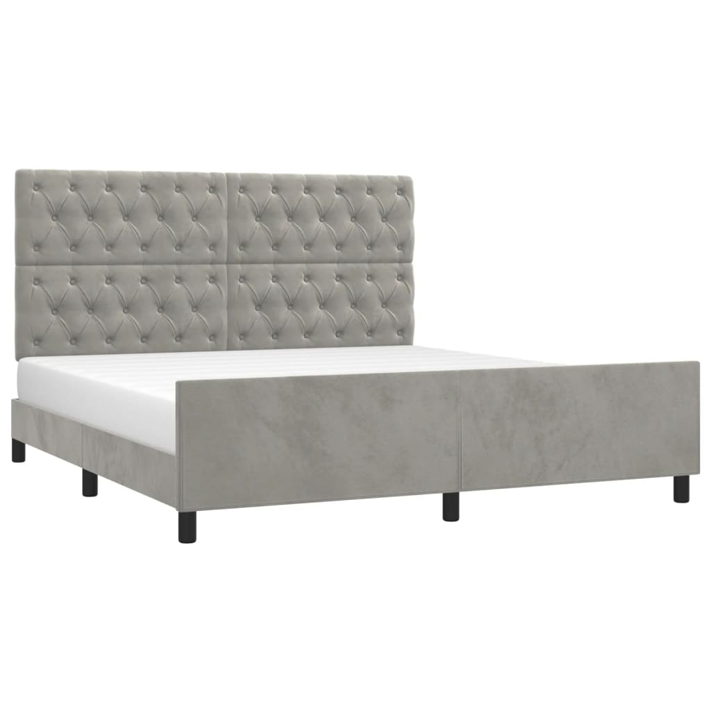 vidaXL Bedframe zonder matras 160x200 cm fluweel lichtgrijs afbeelding