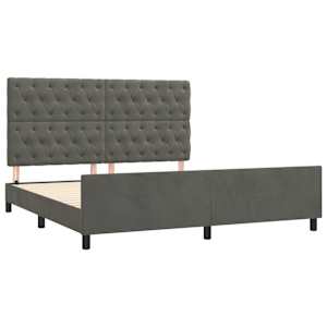 Rám postele bez matrace tmavě šedý 160 x 200 cm samet - obrázek 4