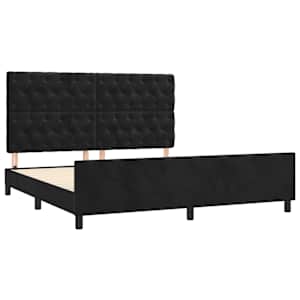 Rám postele bez matrace černý 160 x 200 cm samet - obrázek 4