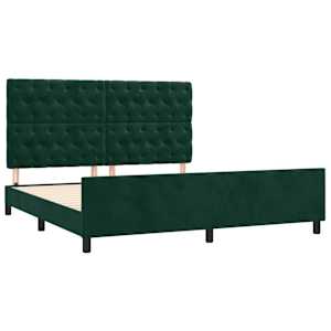 Rám postele bez matrace tmavě zelená 160 x 200 cm samet - obrázek 4