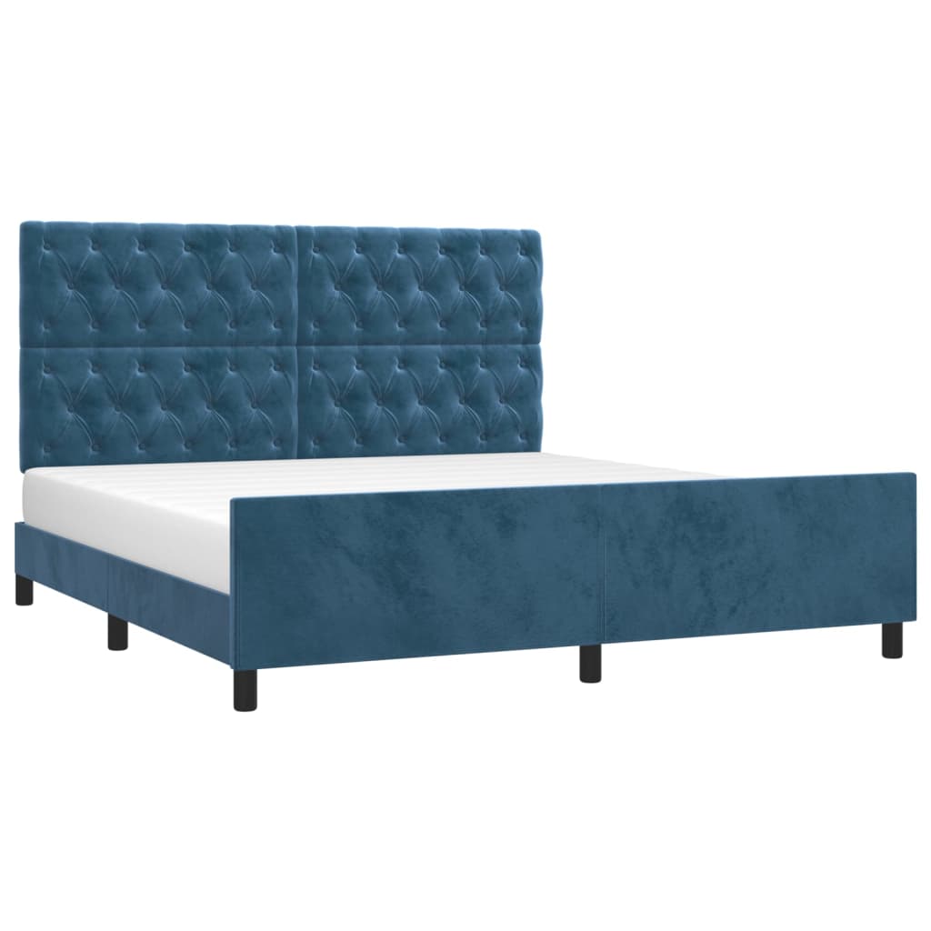 vidaXL Bedframe zonder matras 160x200 cm fluweel donkerblauw afbeelding