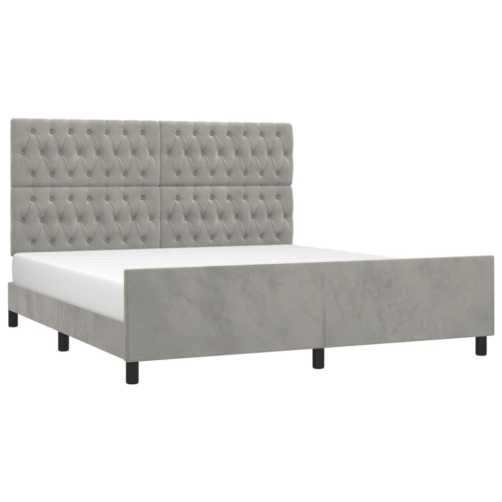 vidaXL Bedframe met hoofdeinde fluweel lichtgrijs 180x200 cm afbeelding