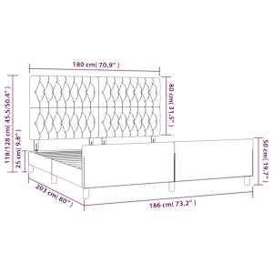 Rám postele s čelem světle šedý 180x200 cm samet - obrázek 14
