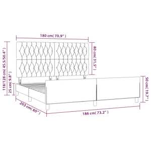 Rám postele s čelem černý 180x200 cm samet - obrázek 14