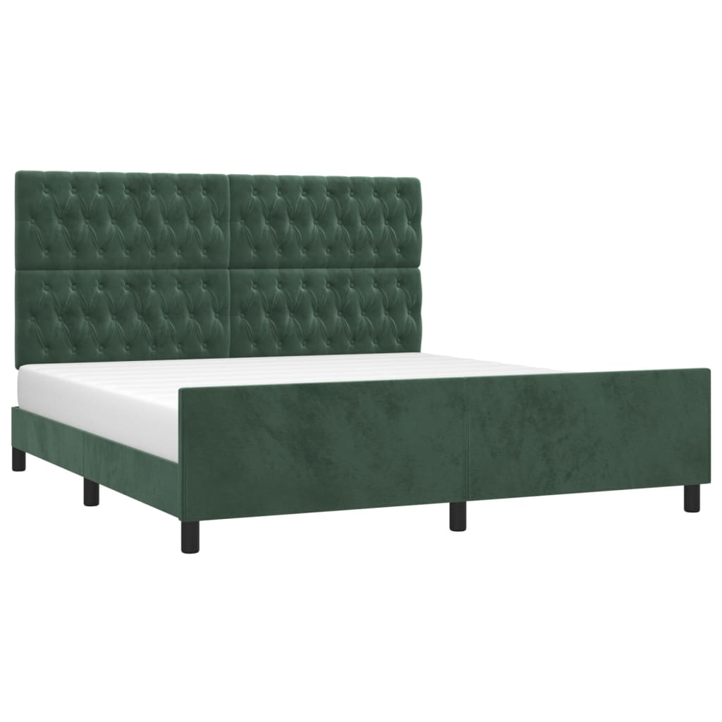 vidaXL Bedframe met hoofdeinde fluweel donkergroen 180x200 cm afbeelding