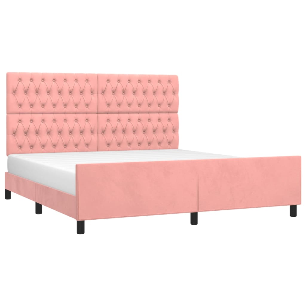 vidaXL Bedframe met hoofdeinde fluweel roze 180x200 cm afbeelding